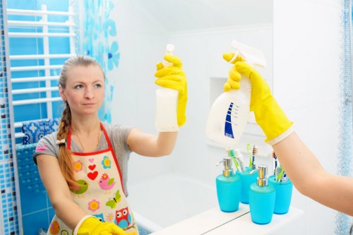 Carpet cleaner starting a safe cleaning task with equipment ready
